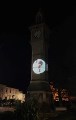 Santa projected onto Albert Clock tower