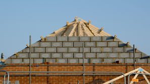 Roof of house being built