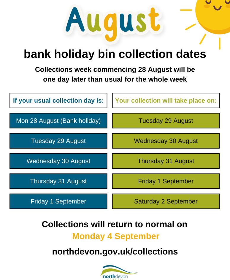 August Bank Holiday bin collections
