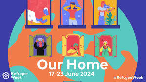 Graphic in bright colours promoting Refugee Week