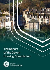 Graphic of homes from above with a green filter and white design overlaid