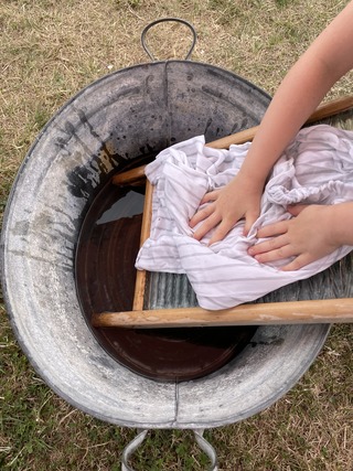 traditional washtub and tools