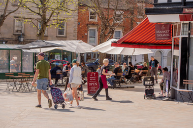 People passing through Sleaford Market Place