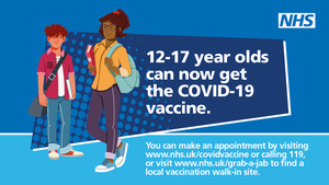 12 - 17 year olds can get the Covid-19 vaccine