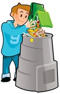 Man using a compost bin