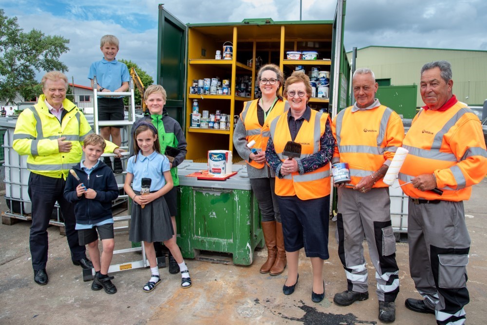Photo of Community RePaint recycling scheme at a Nottinghamshire recycling centre. 