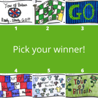 Children's competition entries for the starting flag design