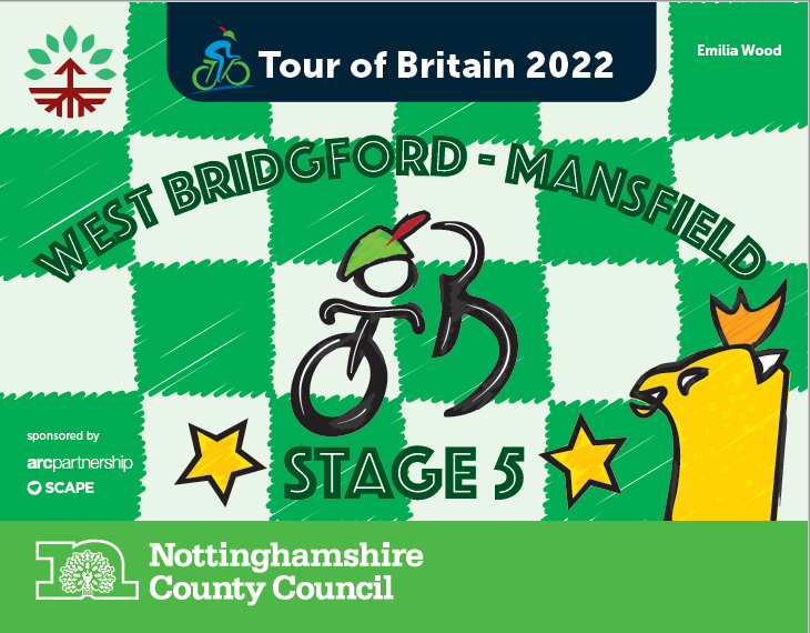 Green and white checked flag design for the Nottinghamshire Stage of the Tour of Britain