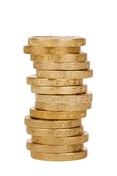 a stack of one pound coins