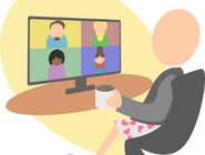 An illustration of a person on a virtual meeting