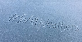 In All Weathers written in frost