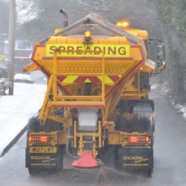 A gritter salting a Nottinghamshire road