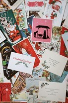 Close of up of a selection of Christmas cards