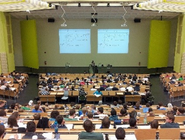 A big lecture hall full of students