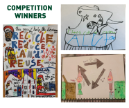 Children's drawing showing festive recycling. These pictures won a competition.