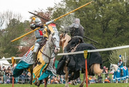 Jousting knight on horseback at Sherwood Forest