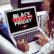Laptop with Black Friday scams on the screen