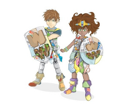 Cartoon graphic of two Nottinghamshire Waste Warriors