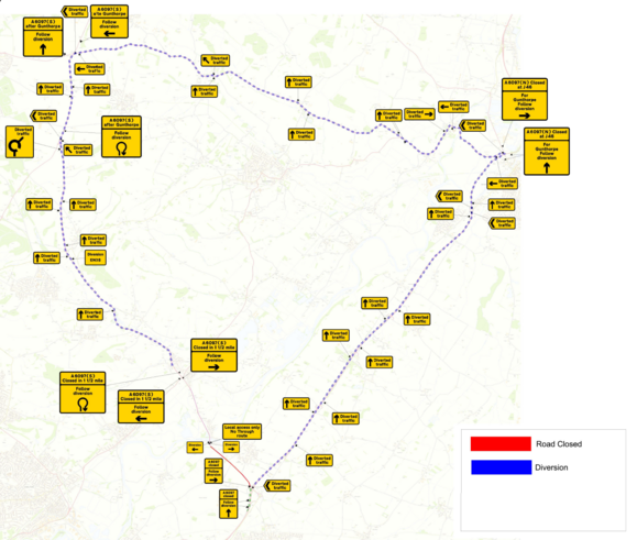 Kirk Hill night closure diversion route
