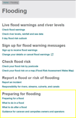 Screenshot of Flooding NRW webpage