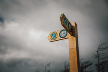 Wales Coastal Path marker - cloudy background