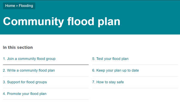 Community flood plan webpage