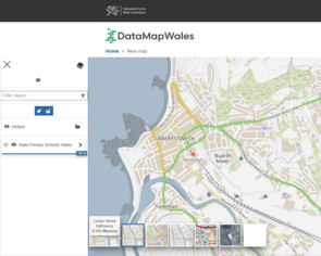 Map of Aberystwyth area on DatamapWales