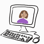 A person on a webinar gif