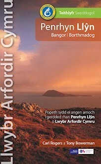 front cover of a guidebook in Welsh for the Wales Coast path