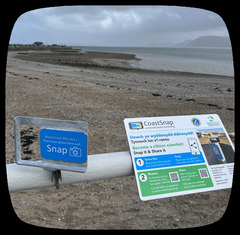 metal phone cradle and information sign for CoastSnap citizen science project