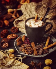 Hot chocolate and pine cones