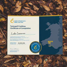 Wales Coast Path completion certificate 