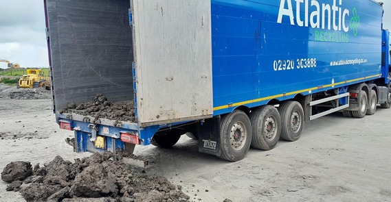 Atlantic Recycling lorry unloading soil