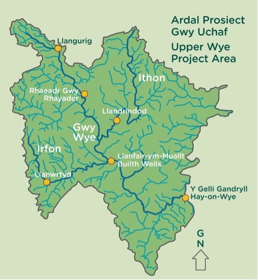 Upper Wye Catchment Restoration Project map