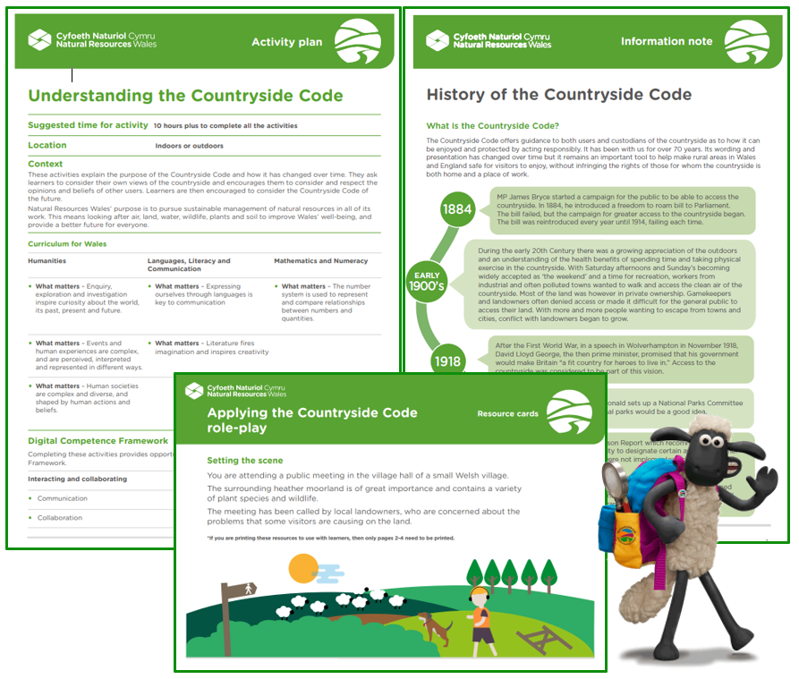 Image of a selection of countryside code education resources