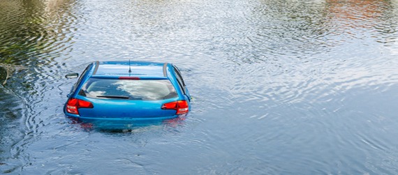 Car in floodwater
