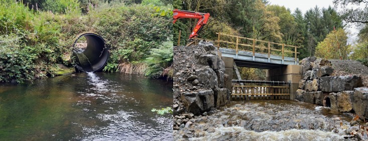 Lwynor culvert before and after
