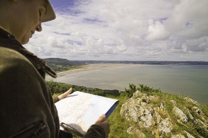person map reading on the coast path