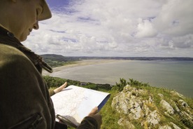 person map reading on the coast path
