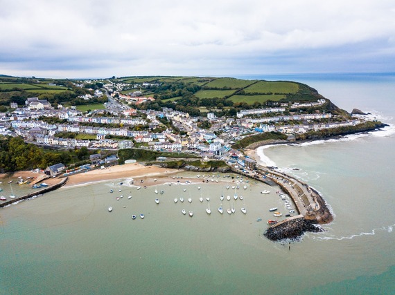 aerial shot New Quay Harbour 
