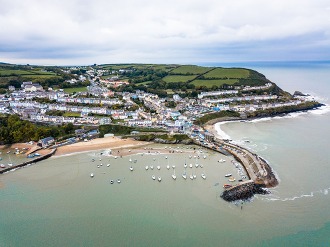 aerial shot New Quay Harbour 