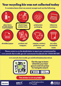 Contaminated bin stickers