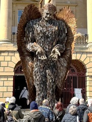 Knife Angel in front of Newark Town Hall - daytime