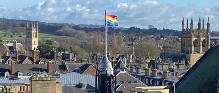 Pride flag over Town Hall 
