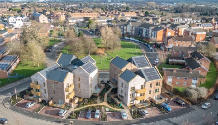 Aerial shot of new build homes in Rose Hill 