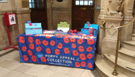 Poppy Day stall at Oxford Town Hall 