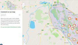 Map of Oxford with key and pin locations 