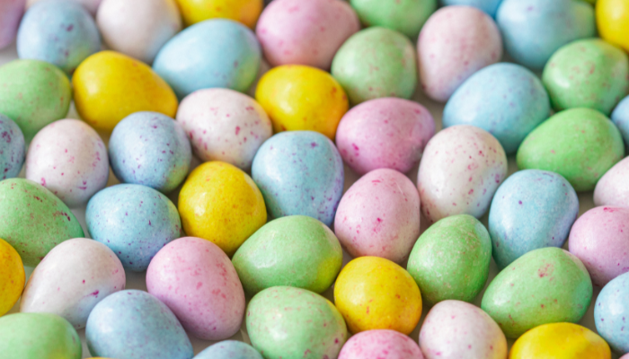 Close up of mini eggs 