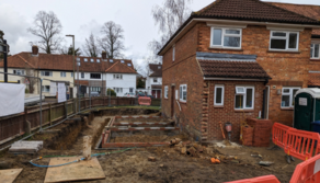 Construction site around a house