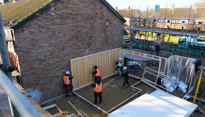 Construction site around a house